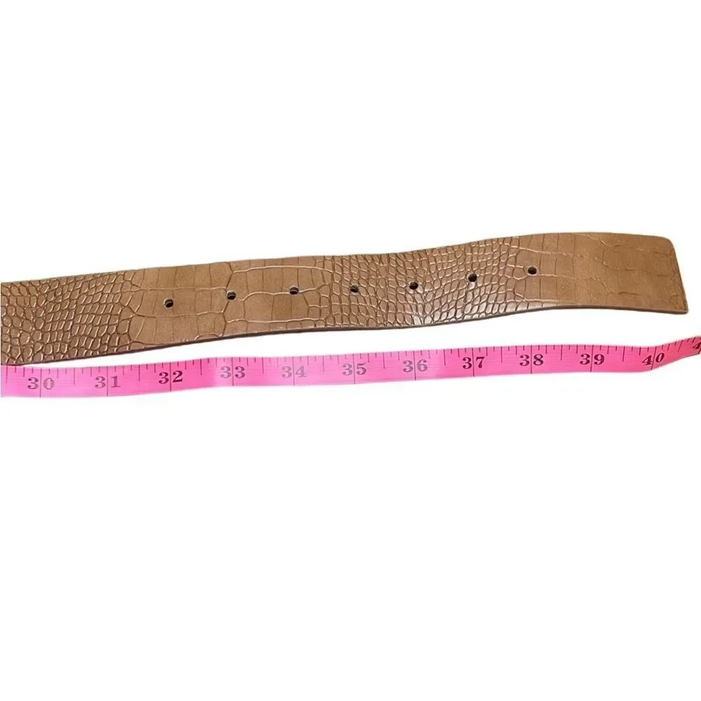 Black House White Market Tan Animal print Leather Belt Silver Buckle Small
